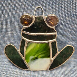 Handmade Glass Stained Frog Window Hanging